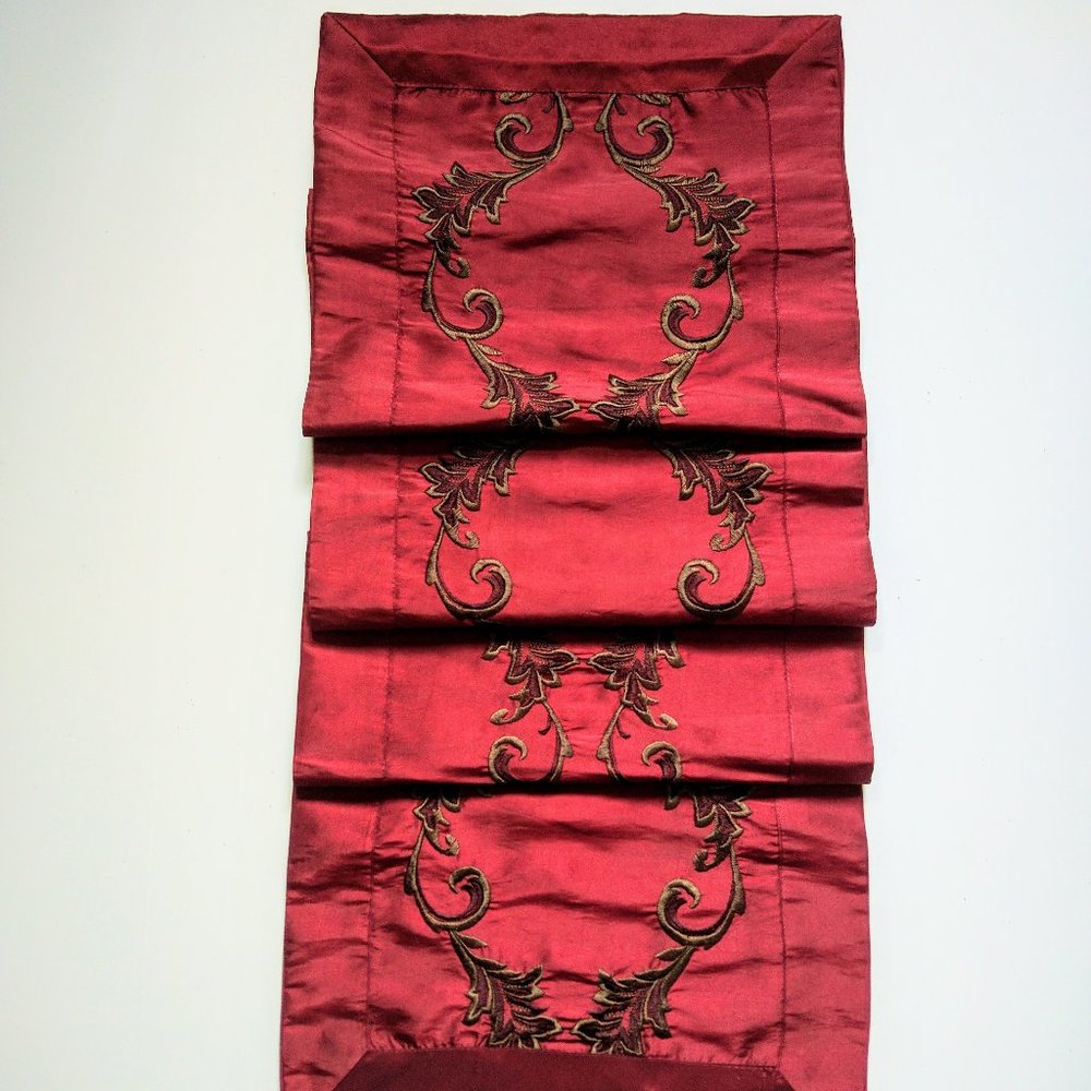 Table Runner (NEW) - Enbroidered Vibrant Red!